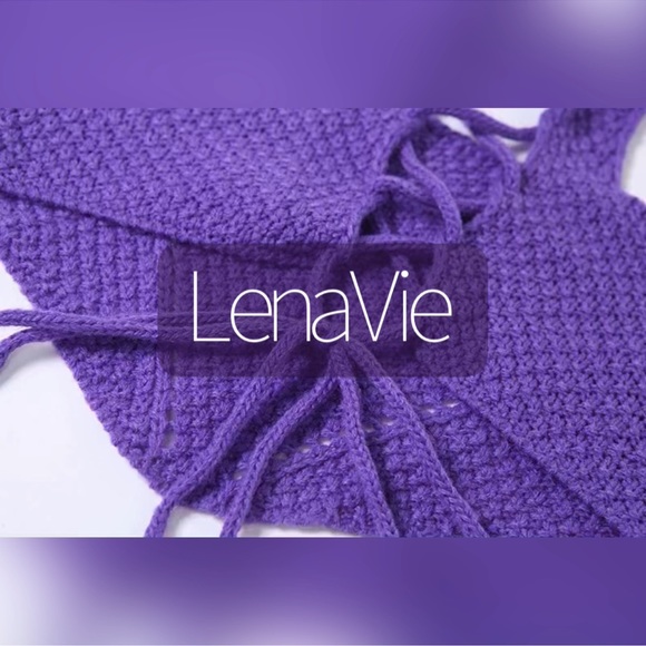 Cosmo Knitted Maxi Skirt+Top Beachwear Set, Summer Skirt Set In Purple - Picture 3 of 10